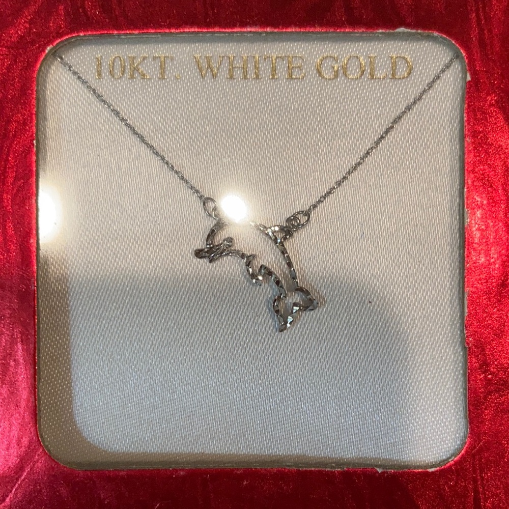 Dolphin necklace pendant with feminine chain.